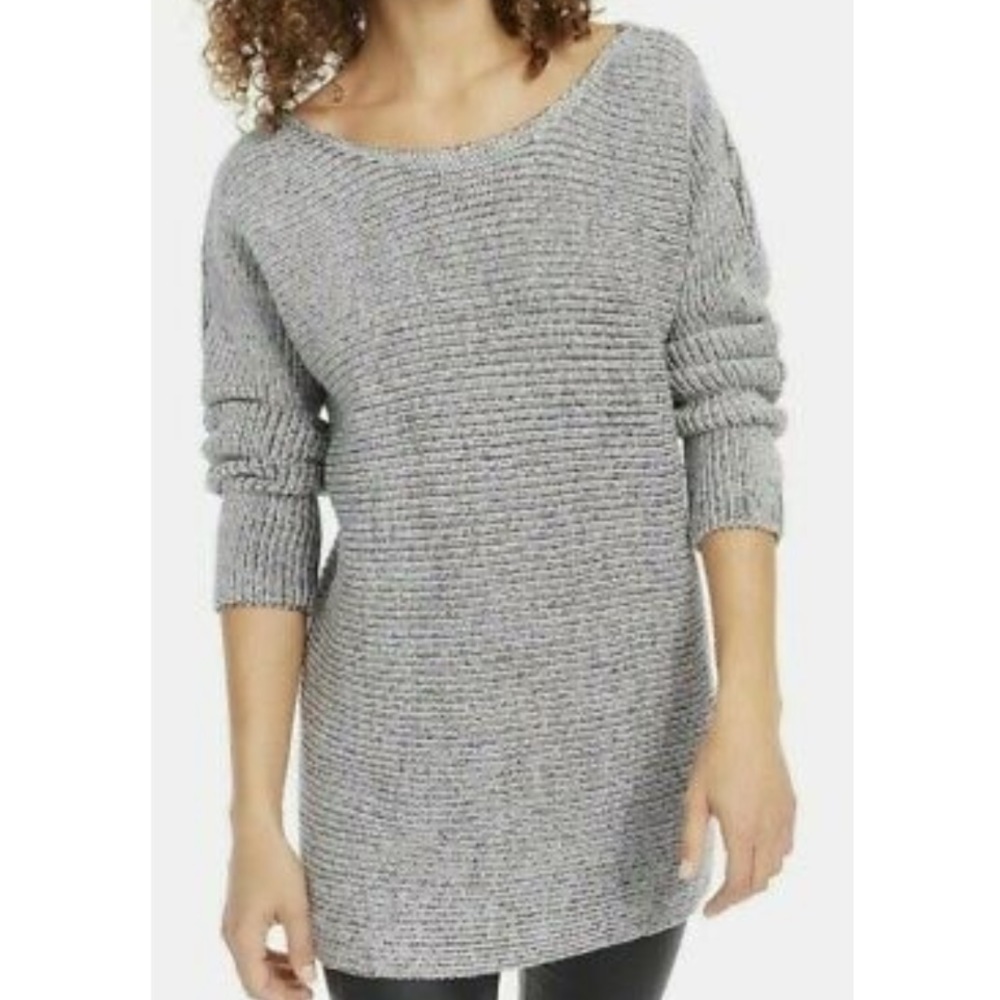BAR III Gray Criss Cross Open Back Tunic Sweater Women’s Small Knit Top